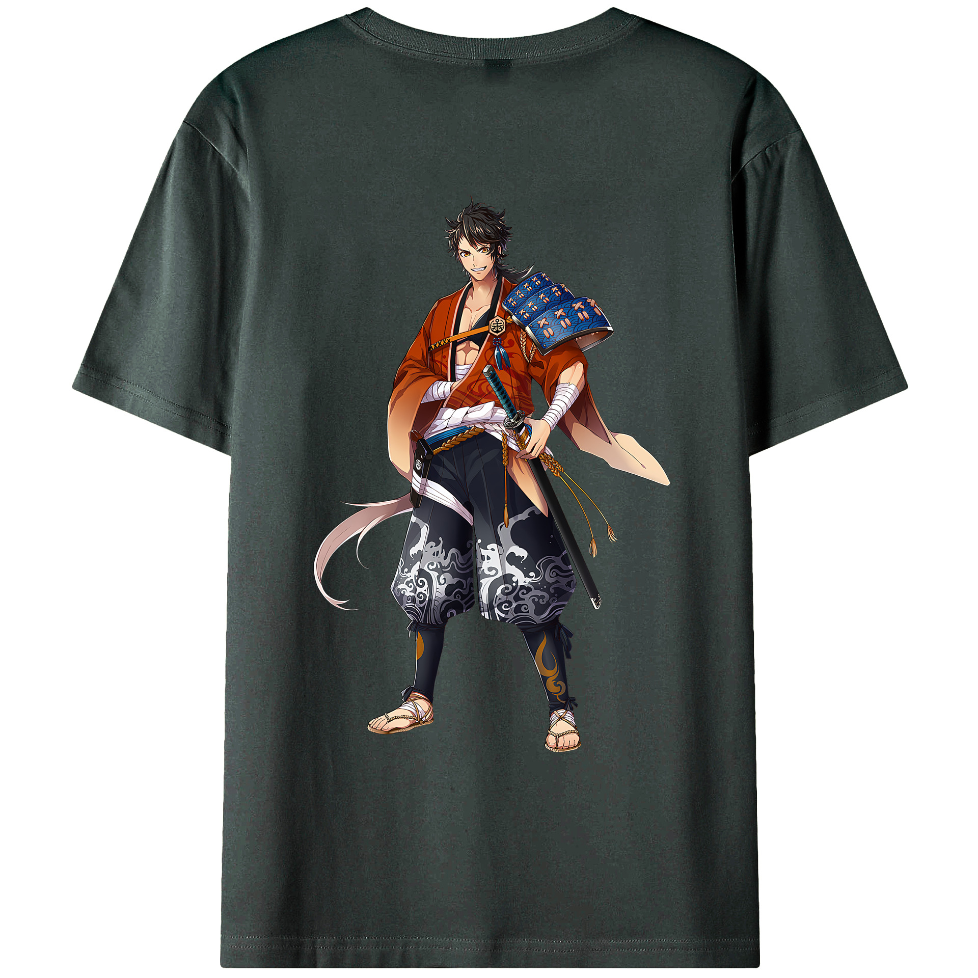 （画像用） 刀剣乱舞 Touken Ranbu 綿100％ メンズ半袖Tシャツ（バックプリント） 通気性